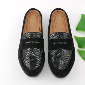 GH Bass Womens Nicole Mule Size 6.5 Black Suede Penny Slip On Loafer Flex Step